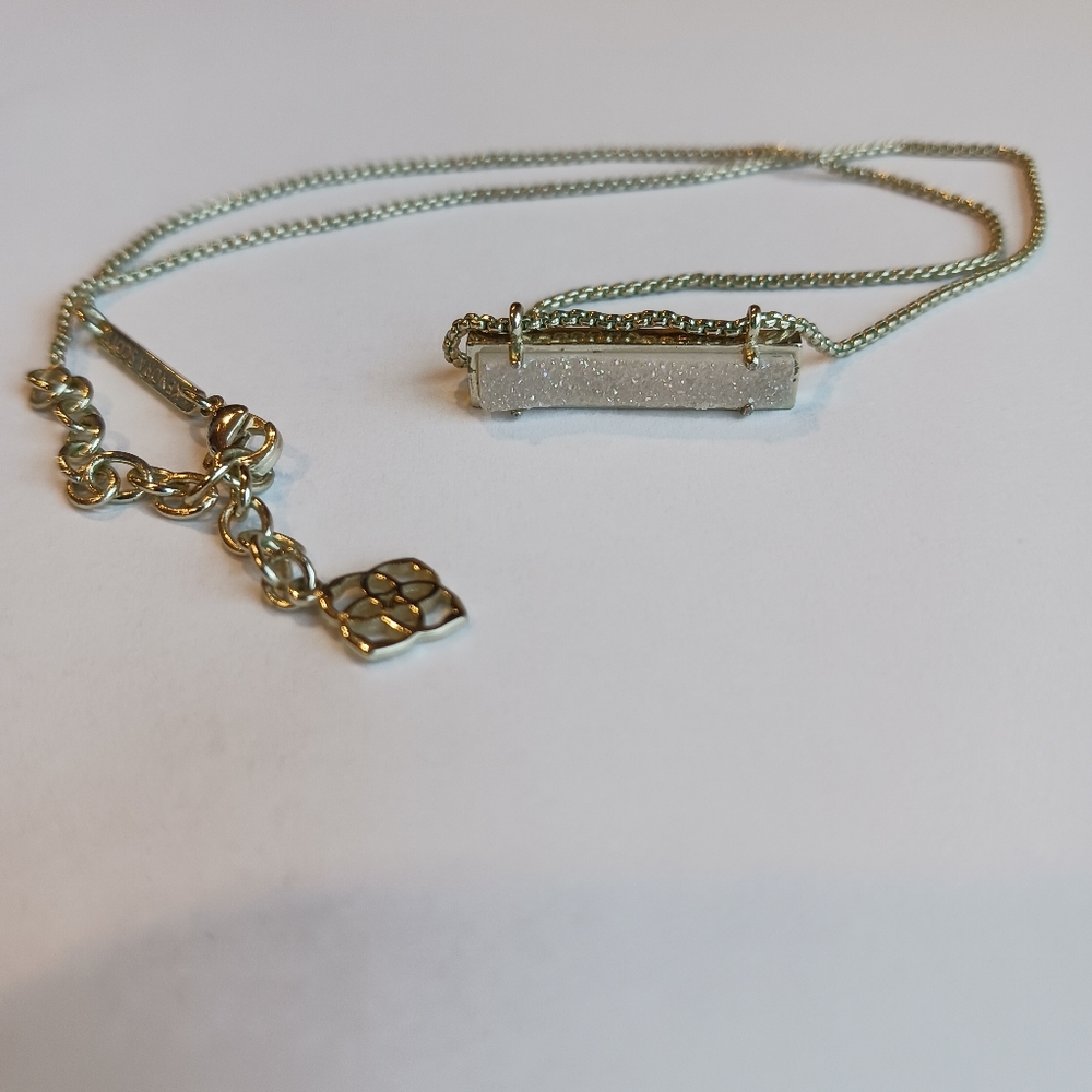Kendra Scott Leanor Bar Neklace Iridescent Drusy set in Silver